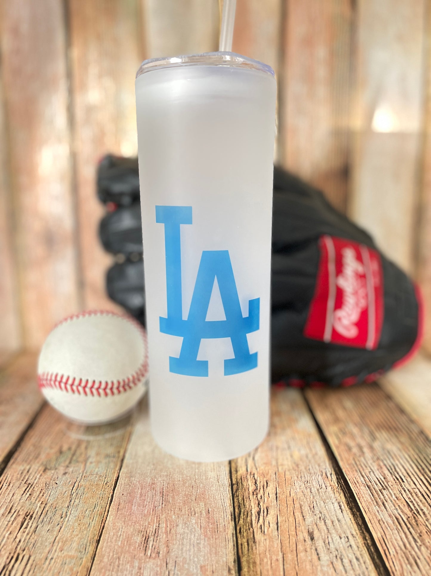 Personalized Frosted GLASS Los Angeles Dodgers Baseball tumblers | LA Dodgers image 1