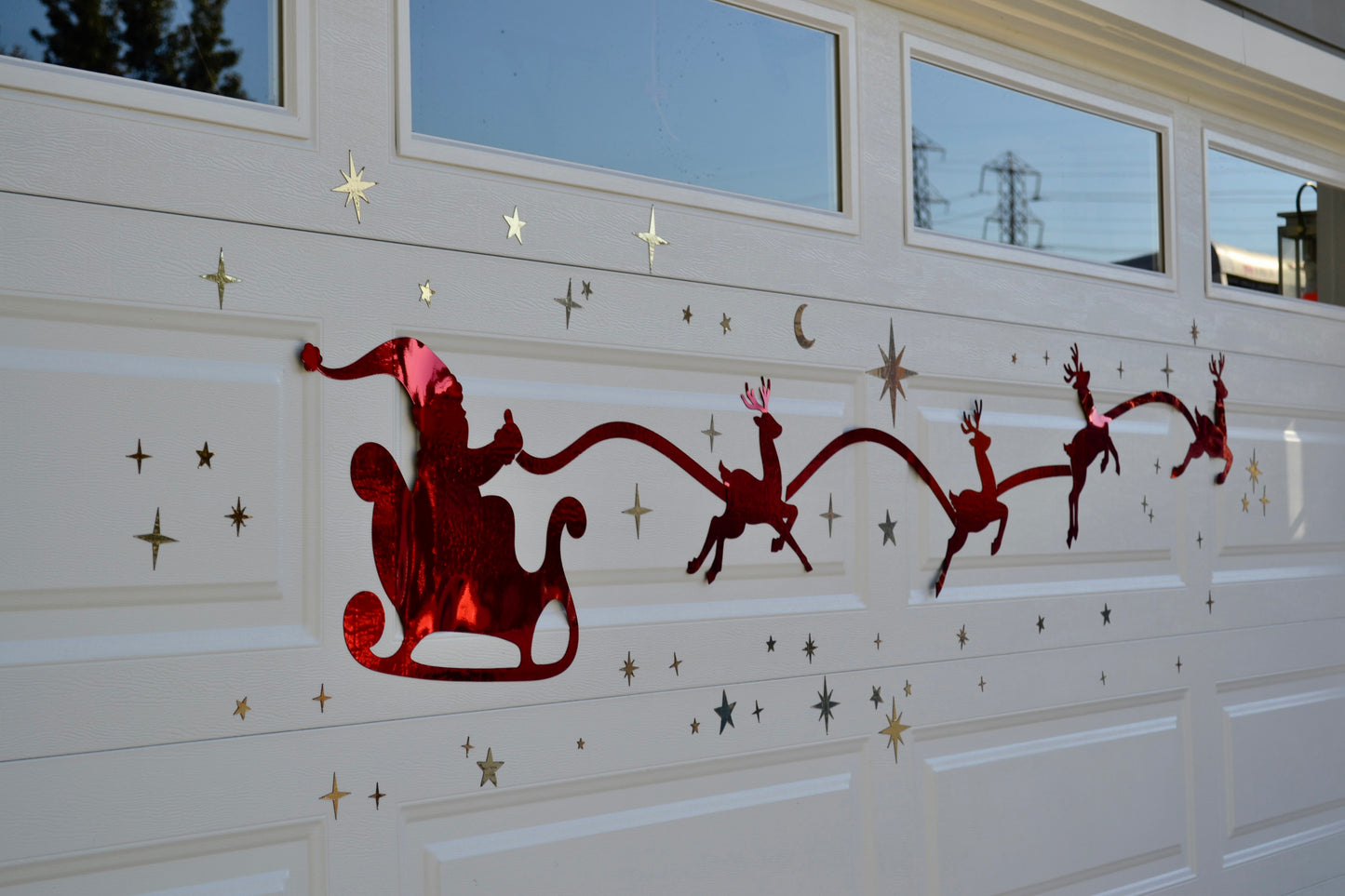 Santa's Sleigh Reindeer Silhouette Garage Magnets, Christmas Eve Night image 5