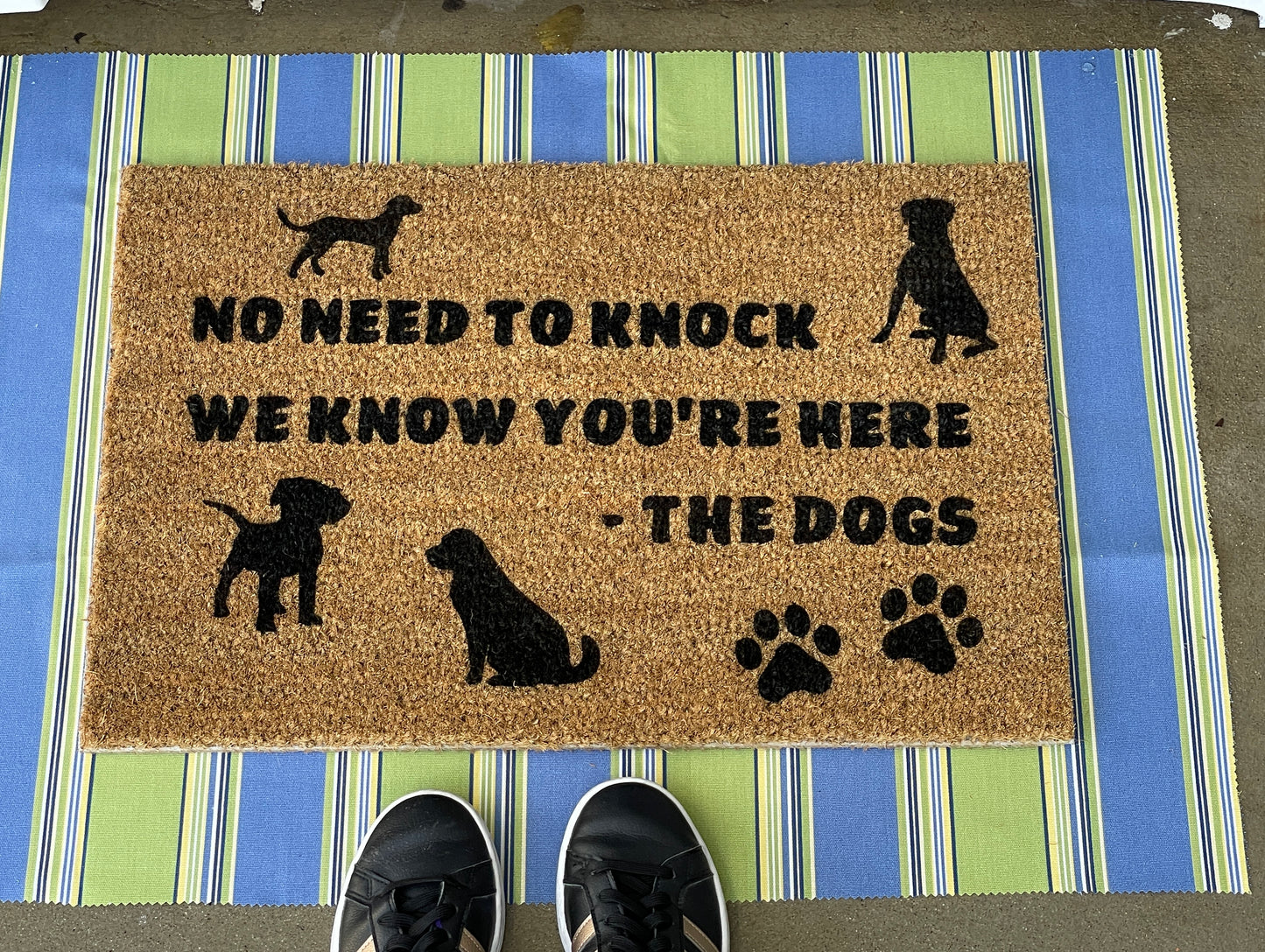 No need to knock, we know you're here. he dogs door mat image 1