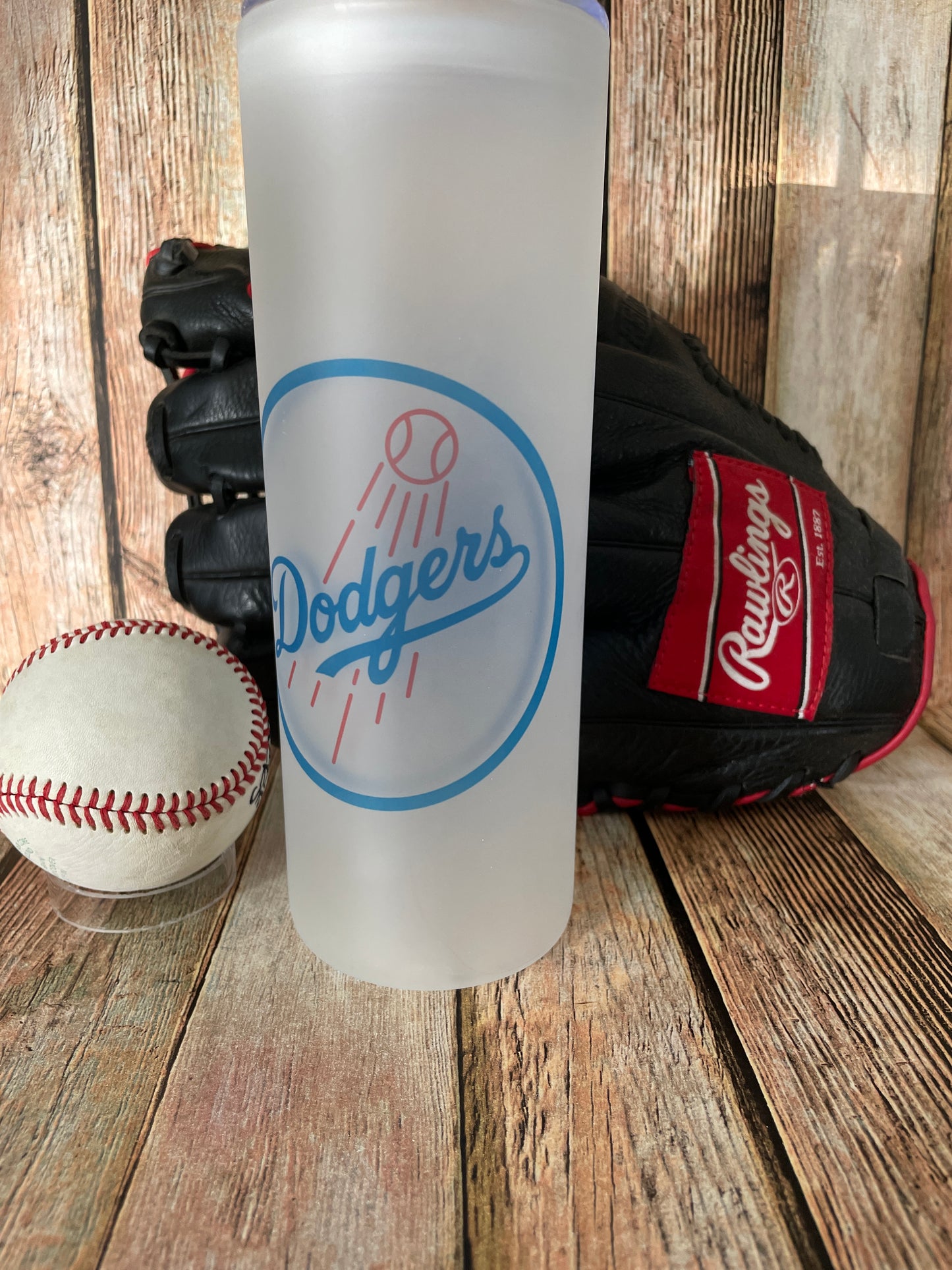 Personalized Frosted GLASS Los Angeles Dodgers Baseball tumblers | LA Dodgers image 2