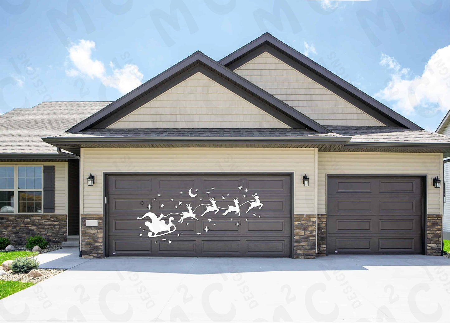 Santa's Sleigh Reindeer Silhouette Garage Magnets, Christmas Eve Night image 7