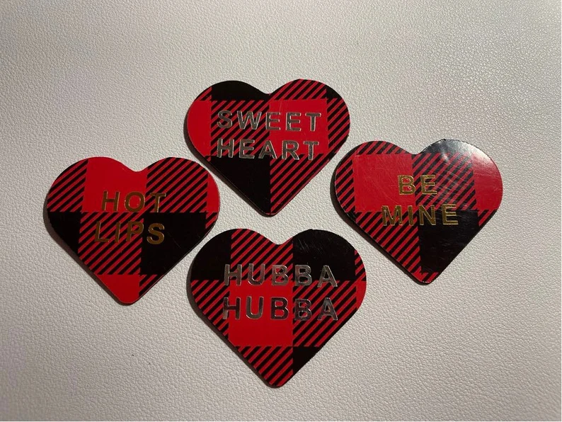 Red Plaid Conversation Candy Hearts fridge magnets image 4