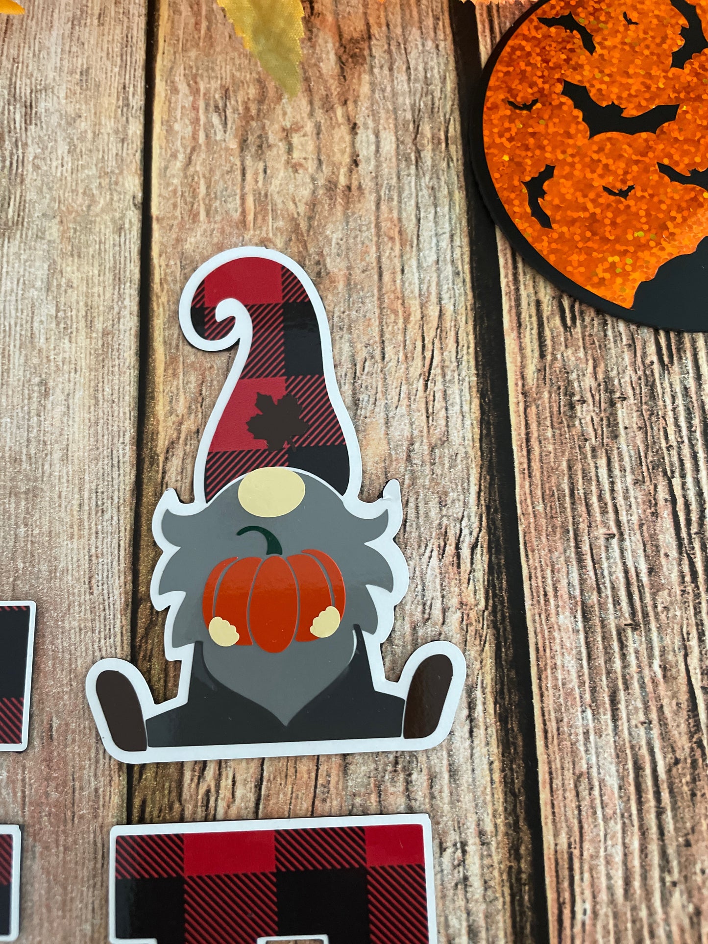 Gnome LOVE Fridge Magnets | Fall Season Decor | Red Plaid Gnome image 3