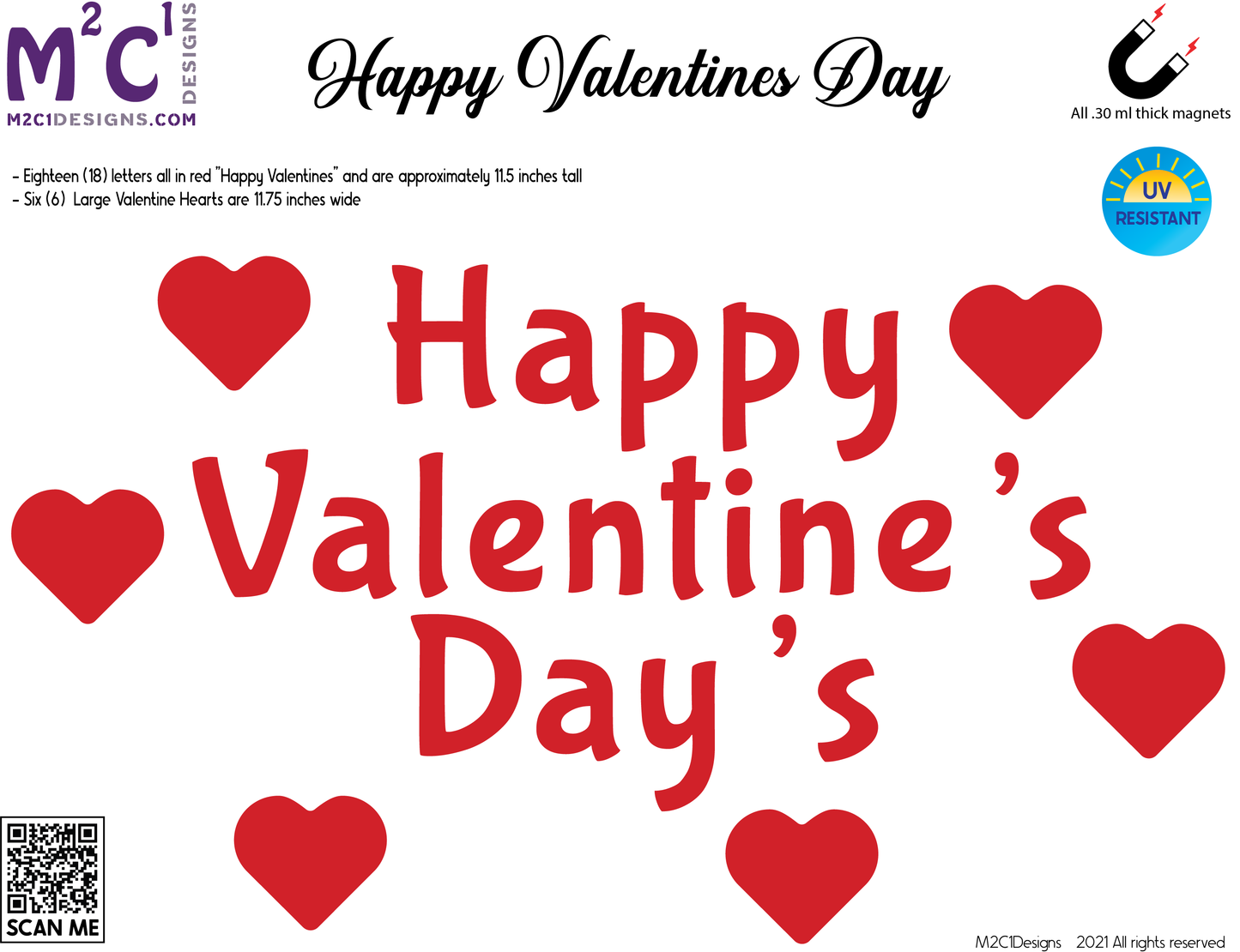 Happy Valentines Hearts Magnet Decorations | Valentines Decorations image 1