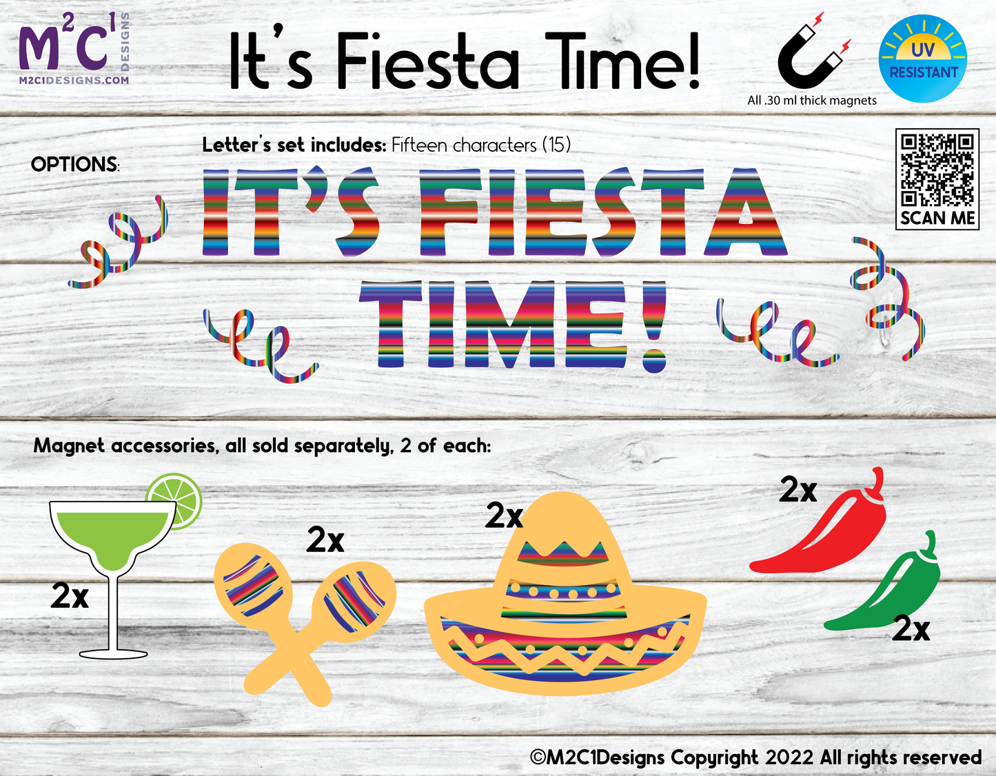 It's Fiesta Time Garage Door Magnets, Outdoor Decorations, Serape pattern decor image 3