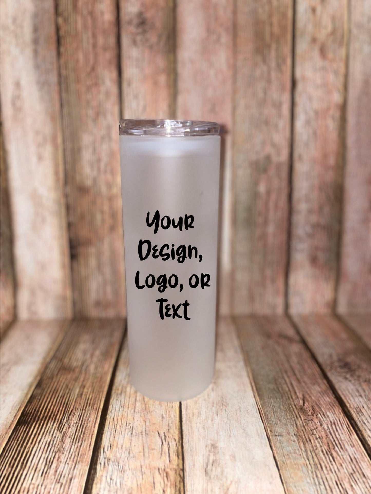Custom frosted glass tumbler - Your design, logo or text image 2