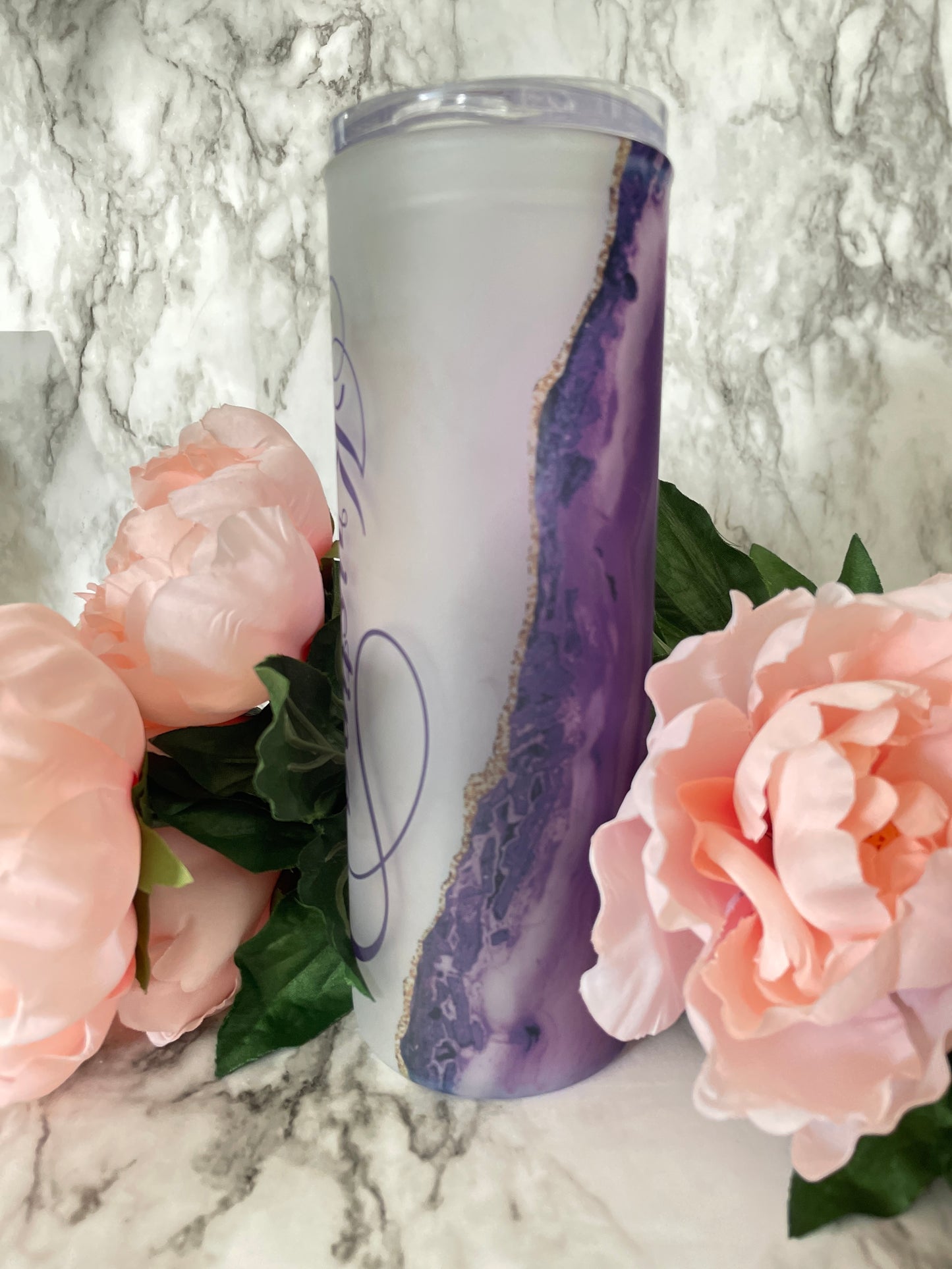 Personalized Frosted Stained GLASS Mother's Day tumbler, Marble Stained Glass image 10