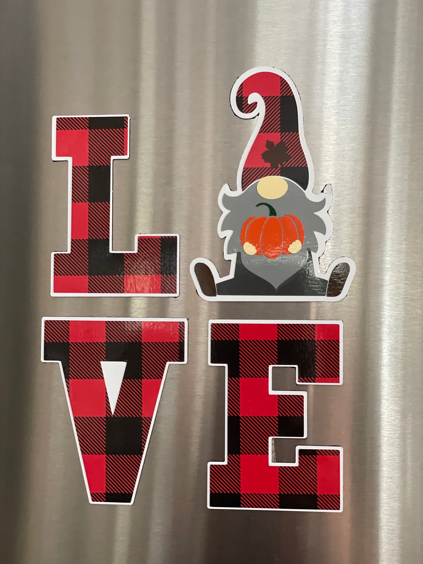 Gnome LOVE Fridge Magnets | Fall Season Decor | Red Plaid Gnome image 10