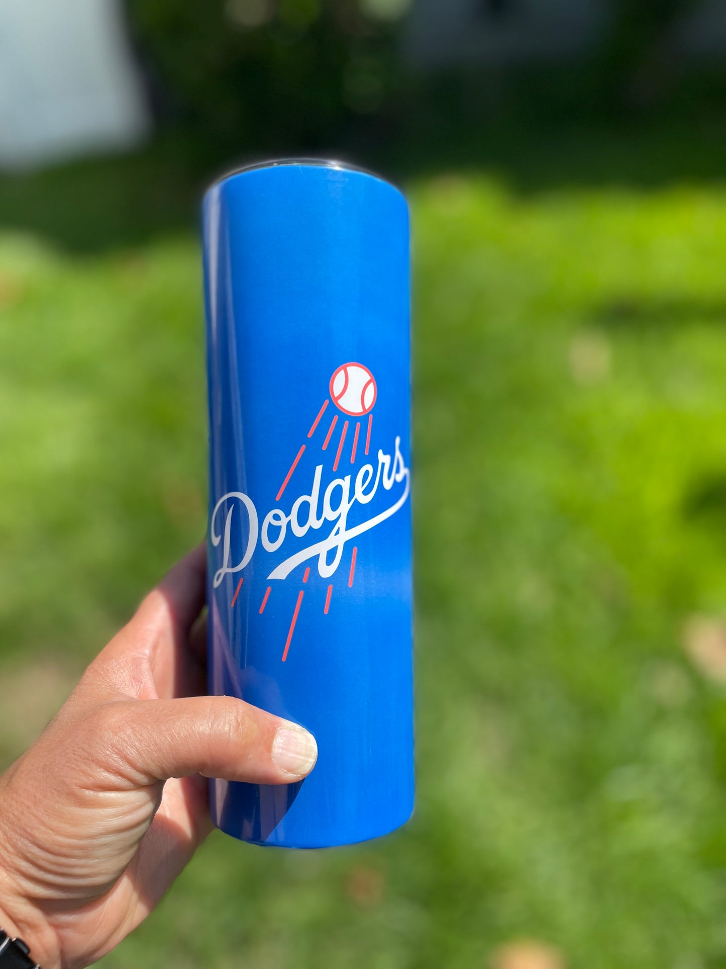 Blue and Red Sugar Skull Los Angeles Dodgers Baseball 20 oz/25 oz tumbler image 1