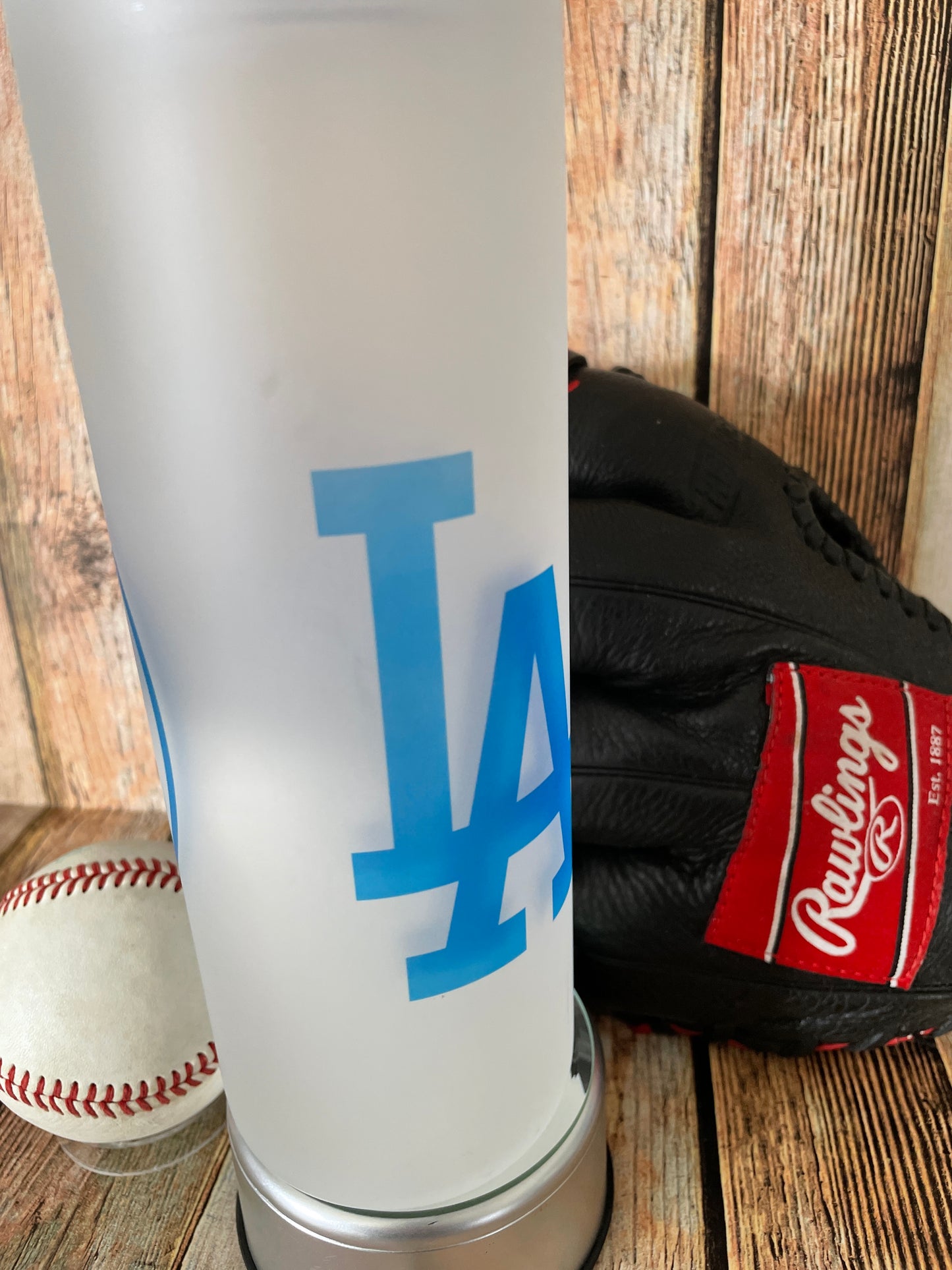 Personalized Frosted GLASS Los Angeles Dodgers Baseball tumblers | LA Dodgers image 5