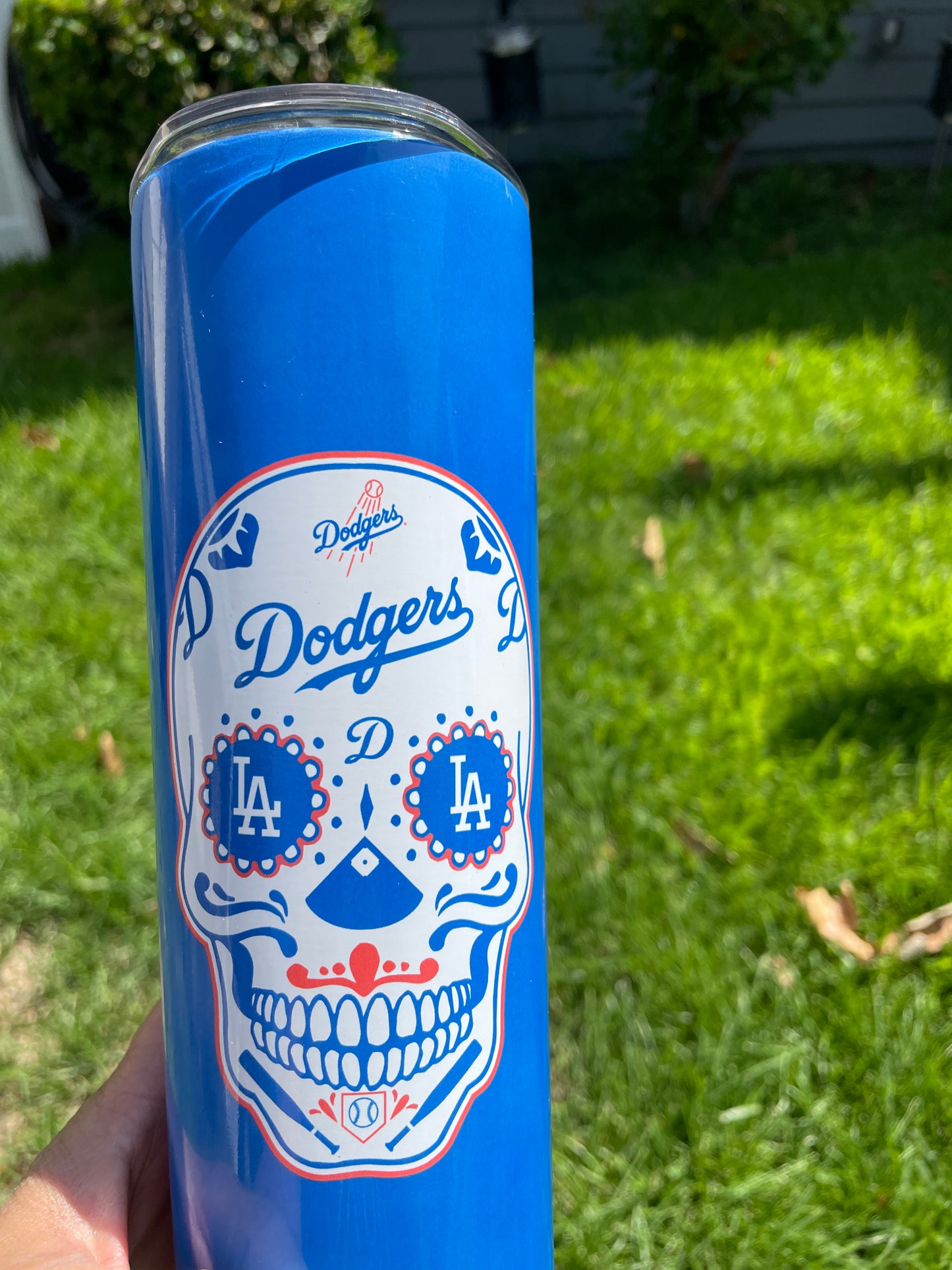 Blue and Red Sugar Skull Los Angeles Dodgers Baseball 20 oz/25 oz tumbler image 0