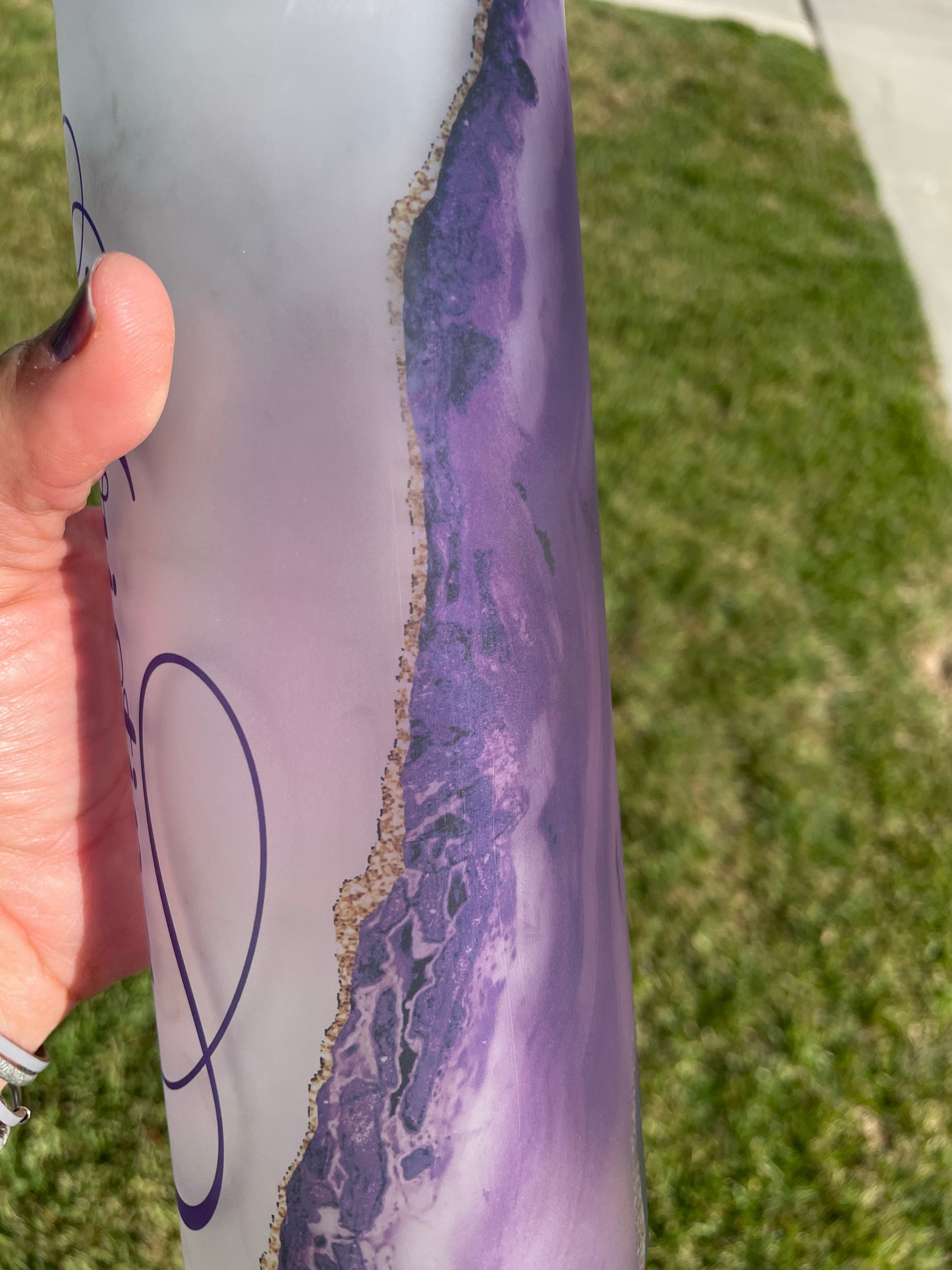 Personalized Frosted Stained GLASS Mother's Day tumbler, Marble Stained Glass image 2
