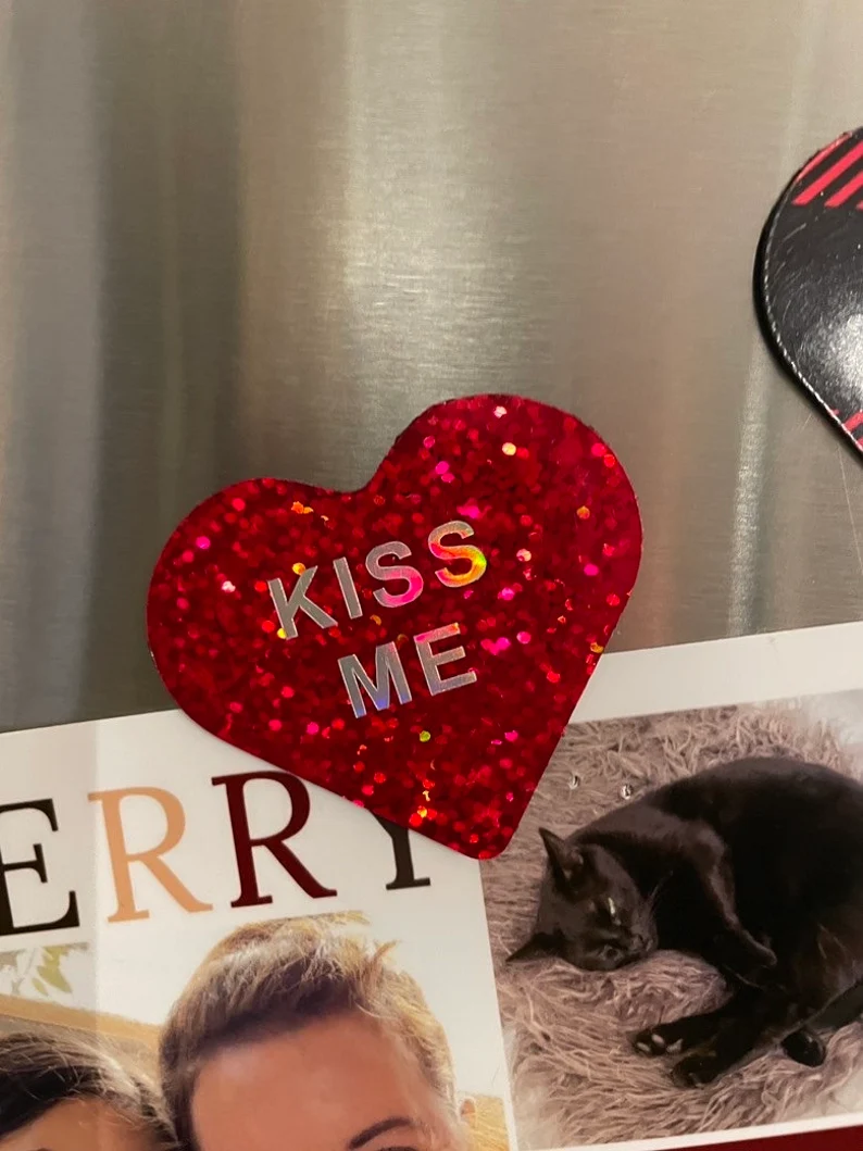 Red Plaid Conversation Candy Hearts fridge magnets image 7