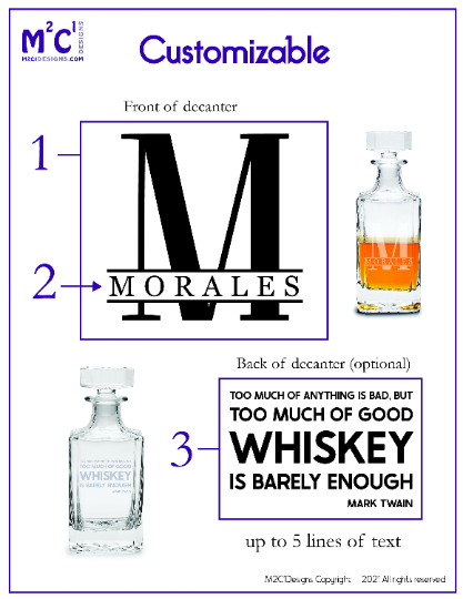 Personalized Etched Glass Whiskey Decanter/ Groomsmen Gift image 3