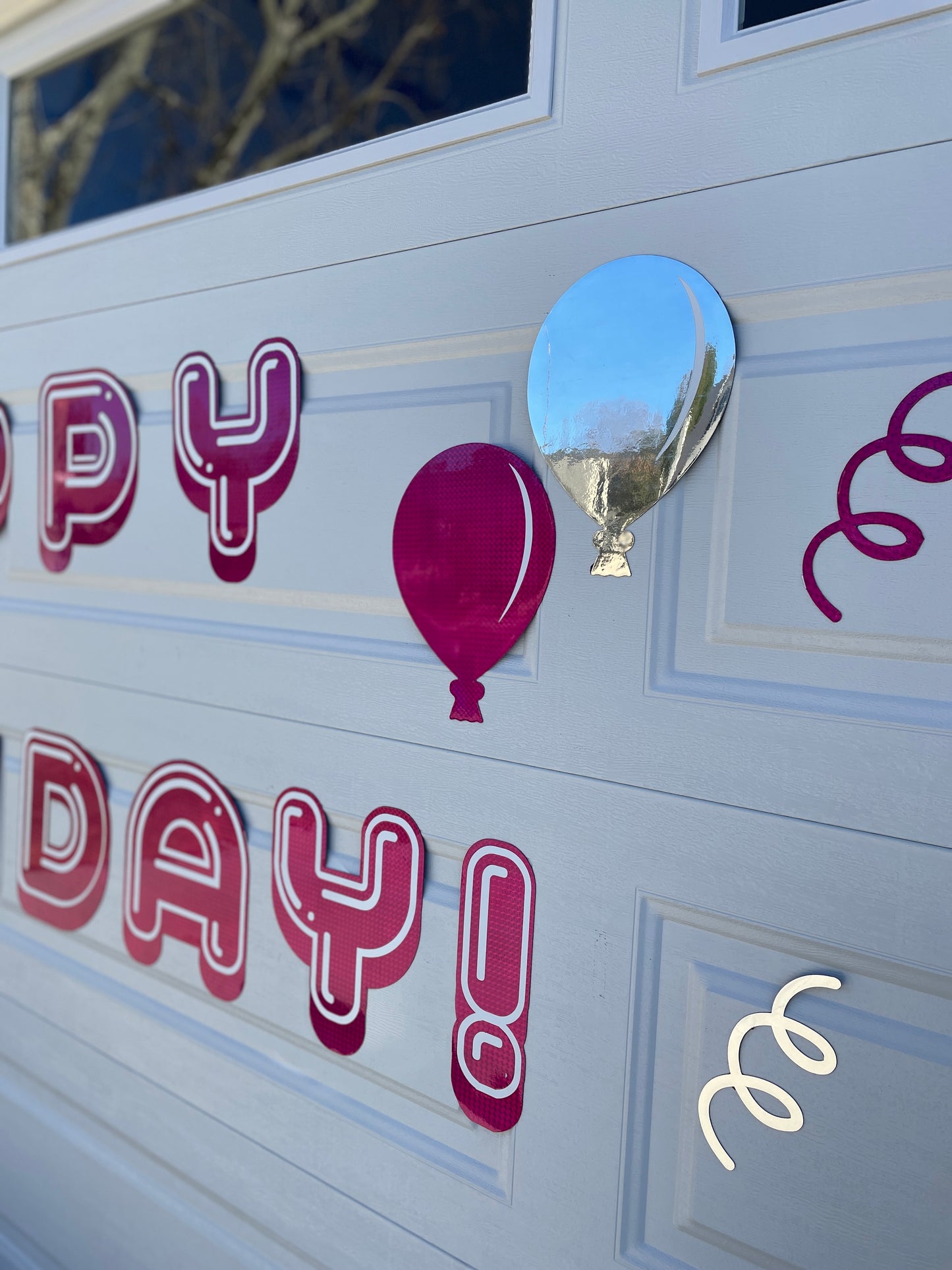 Magnetic Electric Happy Birthday Outdoor decorations | Holographic Garage Door image 3