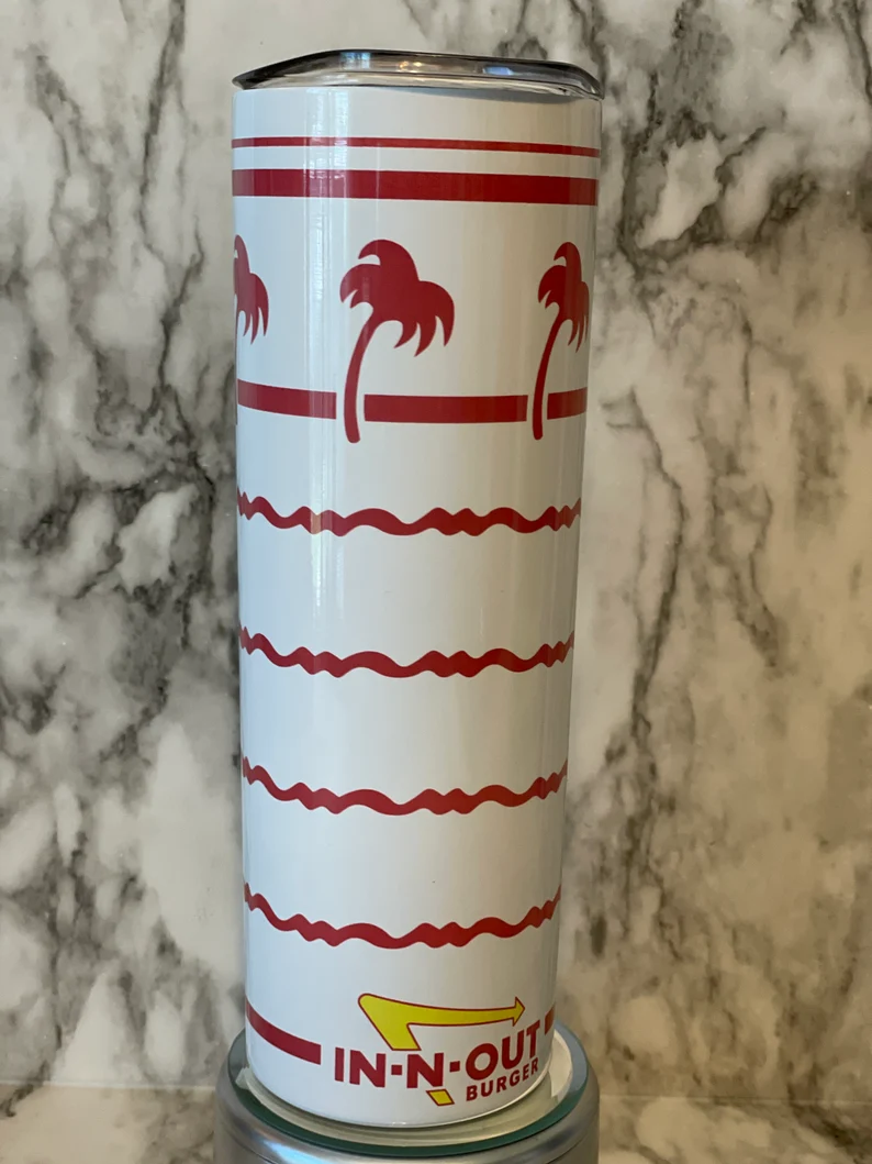 In-n-Out Tumbler, SoCal Food Tumbler, Red and white palm trees image 2