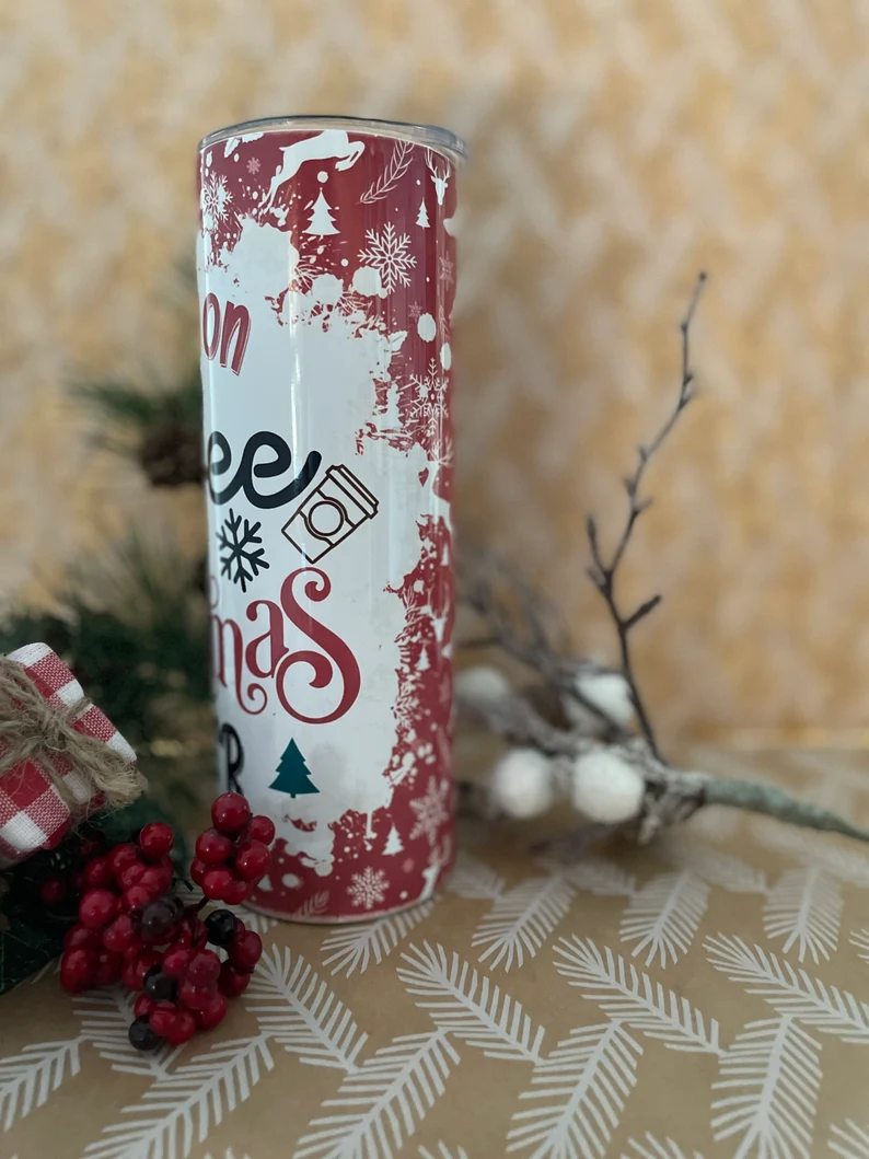 I Run on Coffee and Christmas Cheer 20 oz Tumbler | Christmas Tumbler image 4