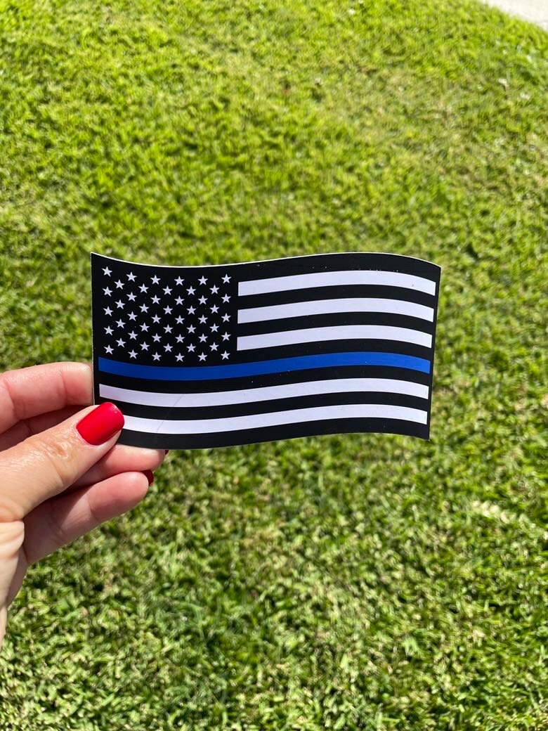 Thin Blue Line Flag Magnet: Distressed Police Support Decal