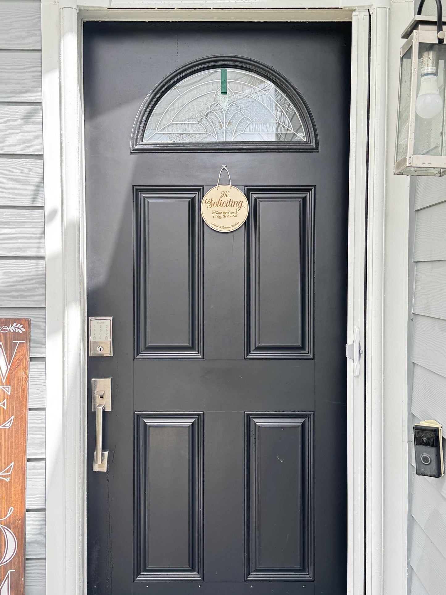Engraved No Soliciting Wood Signs โ Funny and Stylish Entryway Signs for Home & Business