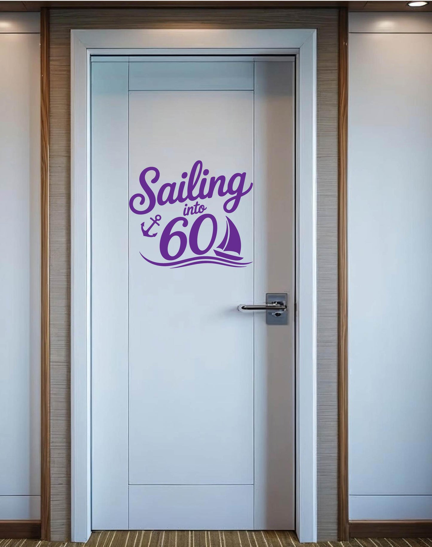 Custom Nautical Birthday Cruise Door Magnet, Sailing Into Milestone Year Decor