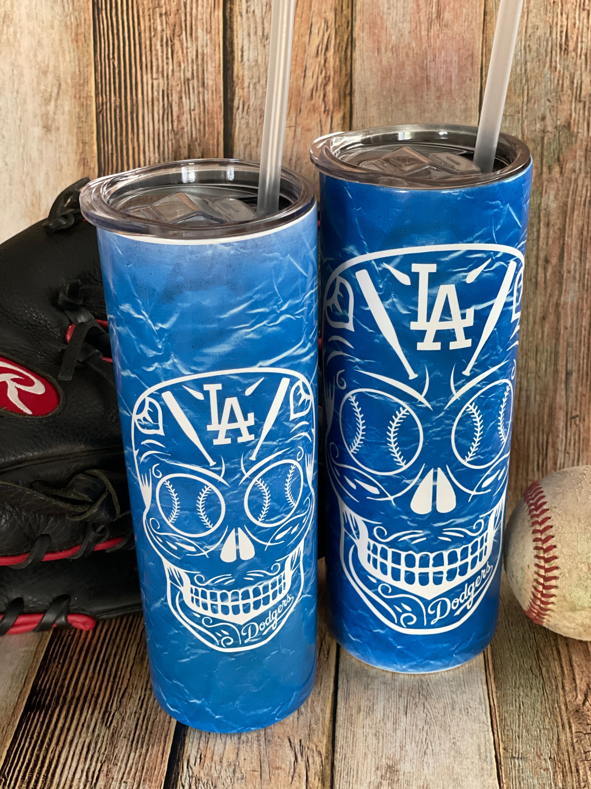 Sugar Skull Los Angeles Dodgers Baseball 20 oz tumbler image 2