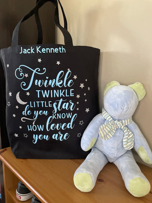 PERSONALIZED Large Diaper Bag |Twinkle Twinkle Little Star Tote Bag image 0