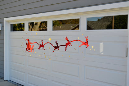 Santa's Sleigh Reindeer Silhouette Garage Magnets, Christmas Eve Night image 3