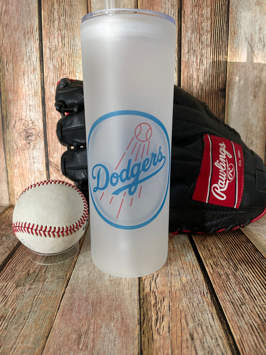 Personalized Frosted GLASS Los Angeles Dodgers Baseball tumblers | LA Dodgers image 0