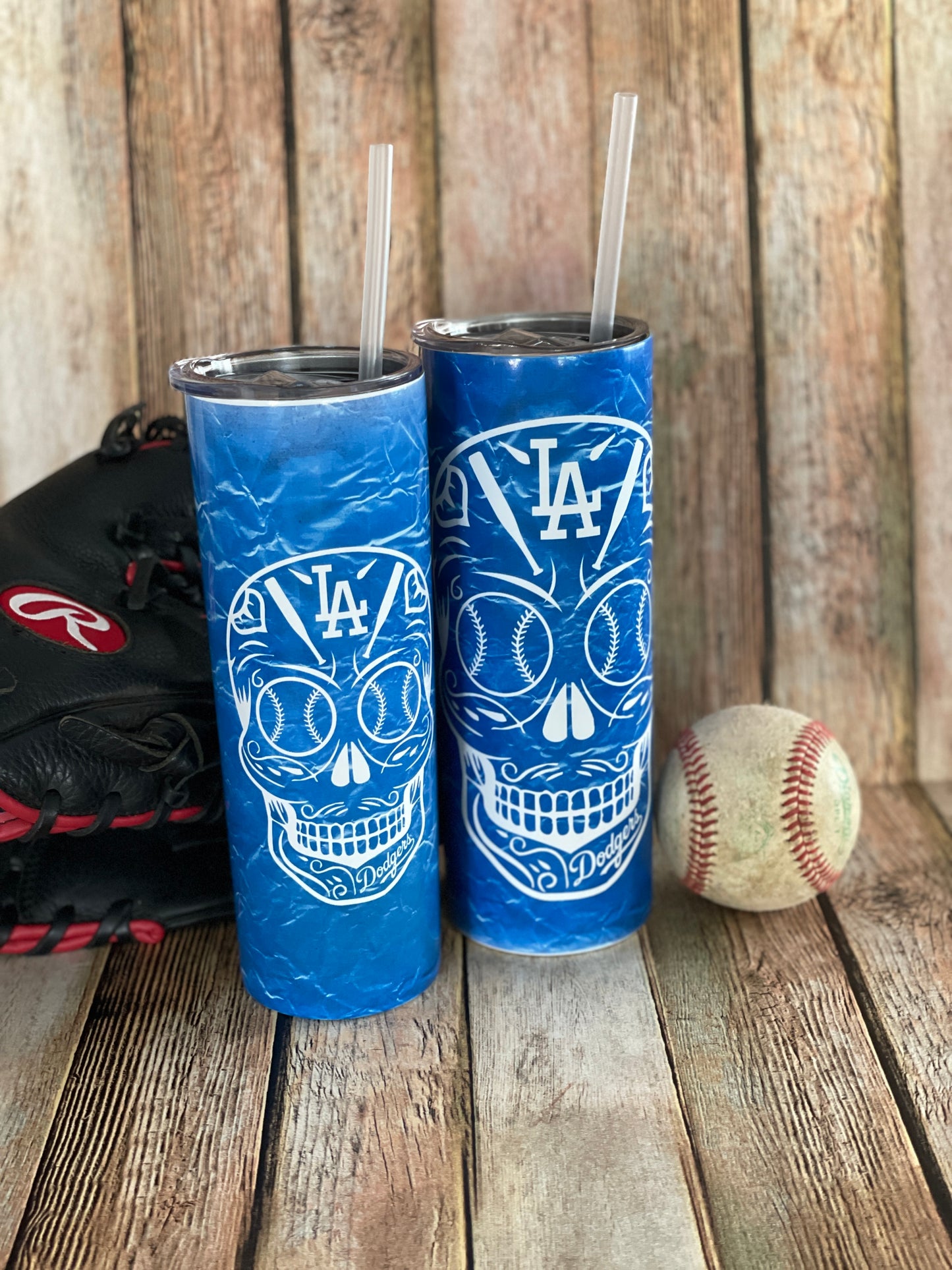 Sugar Skull Los Angeles Dodgers Baseball 20 oz tumbler image 4