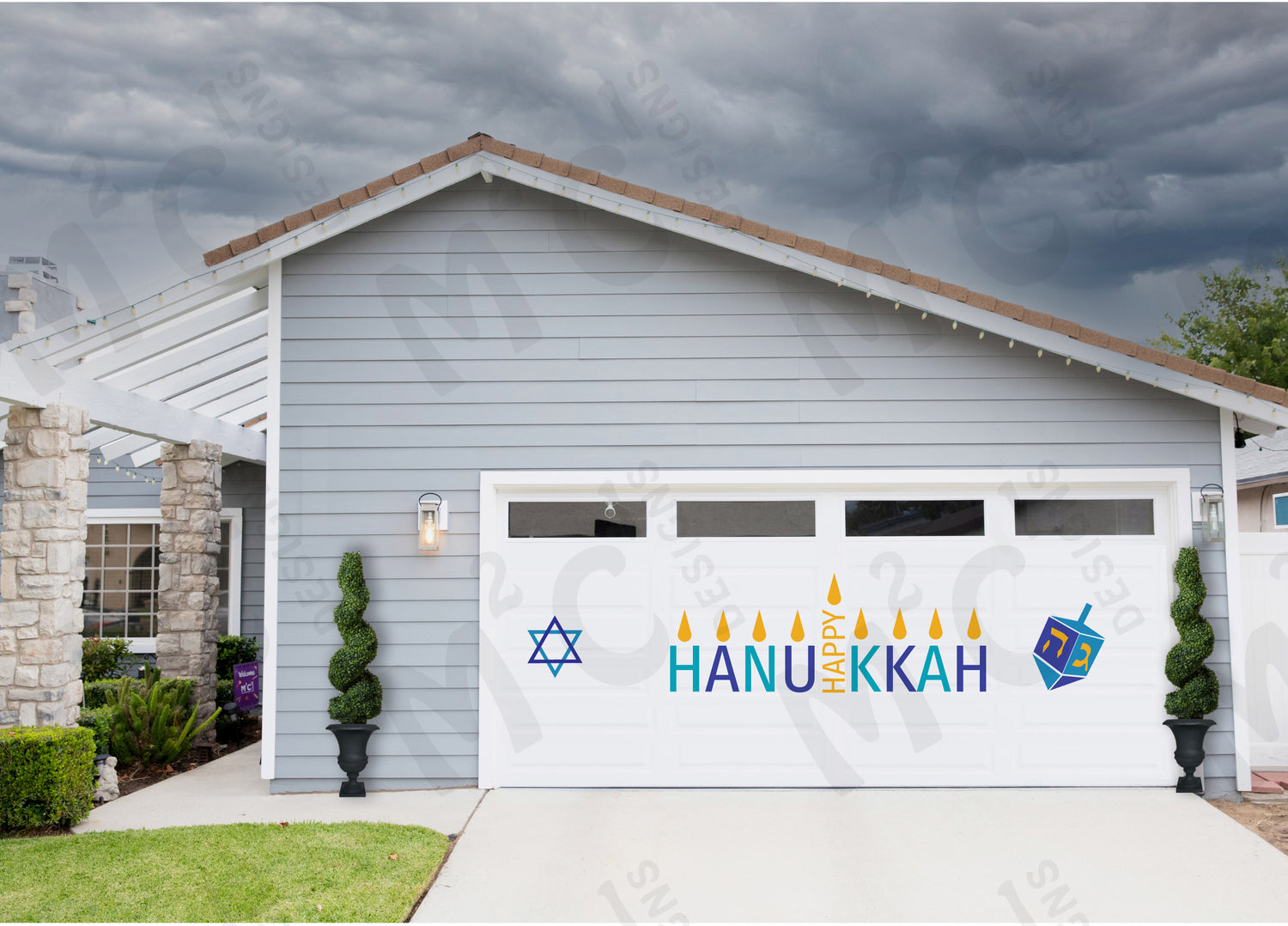 Happy Hanukkah Garage Door Magnets, Jewish Holiday Decorations, Star of David image 0