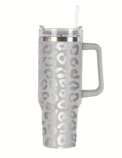 Engraved Leopard Cheetah Stanley Dupe 40oz tumbler, Personalized with name image 7