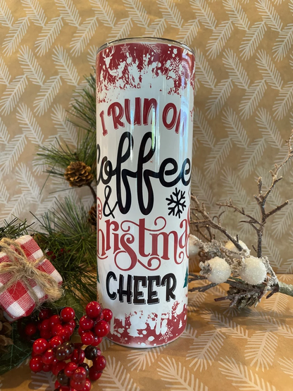 I Run on Coffee and Christmas Cheer 20 oz Tumbler | Christmas Tumbler image 2