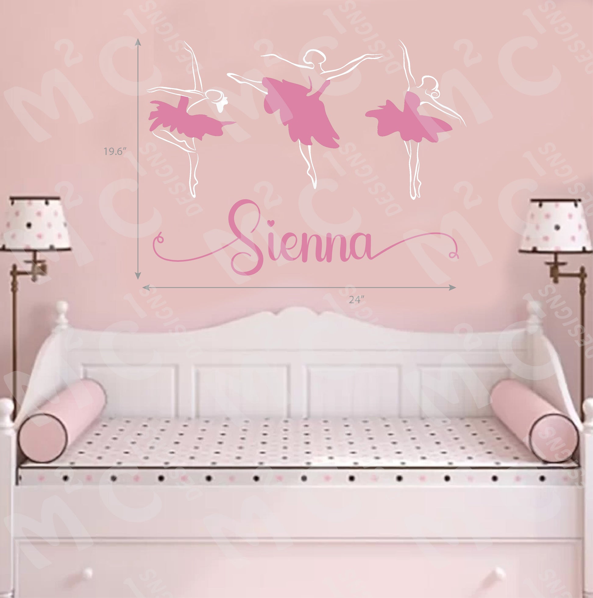 Princess Crown Personalized Name Wall Decal, filigree, large decal, gold, white, image 9