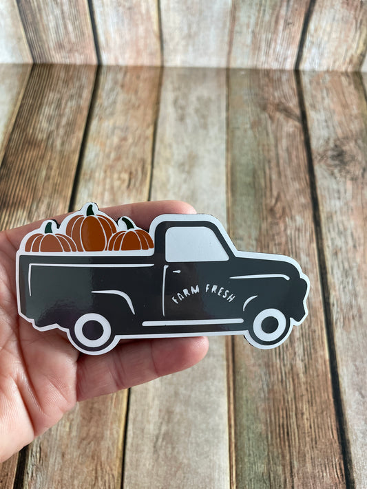 Vintage Truck full of Pumpkins Magnet | Farm Fresh Pumpkins Magnet image 0