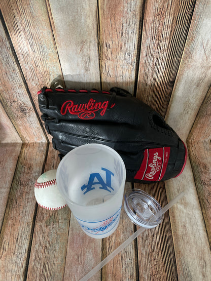 Personalized Frosted GLASS Los Angeles Dodgers Baseball tumblers | LA Dodgers image 7