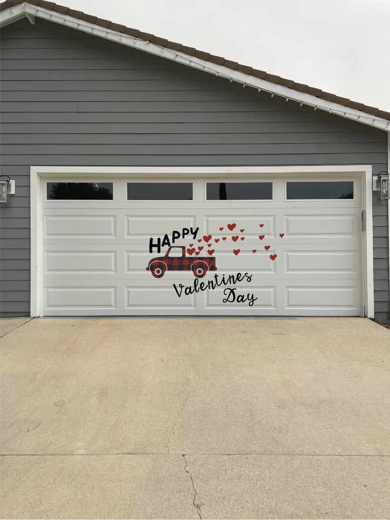 Vintage Truck full of Hearts Happy Valentines | UV Vinyl Valentine Magnets image 3