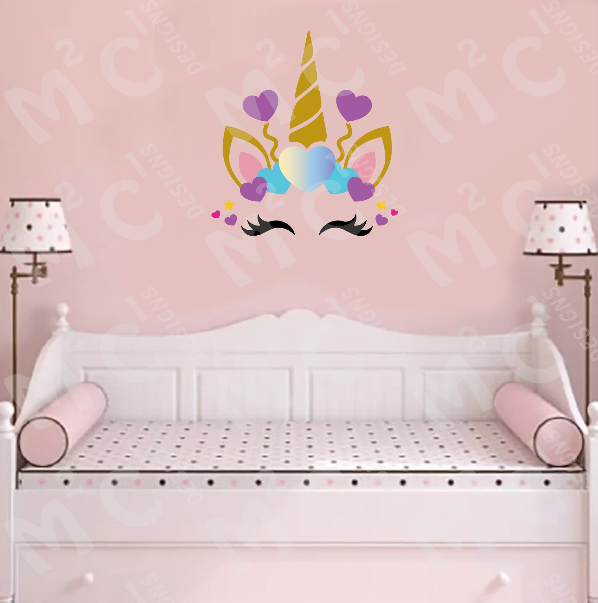 Princess Crown Personalized Name Wall Decal, filigree, large decal, gold, white, image 1