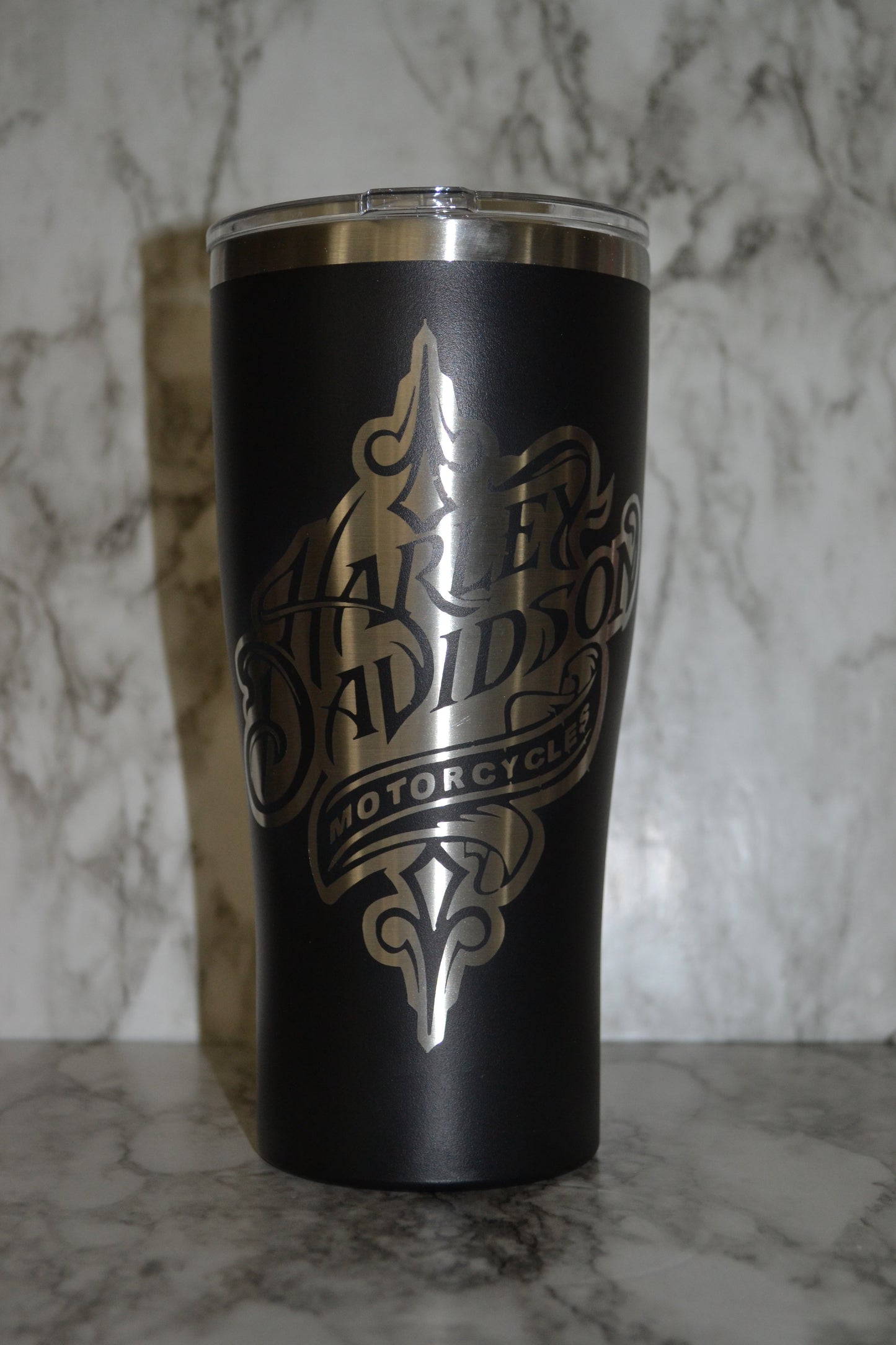 Harley-Davidson engraved tumbler, Motorcycle Tumbler, Biker water bottle image 1