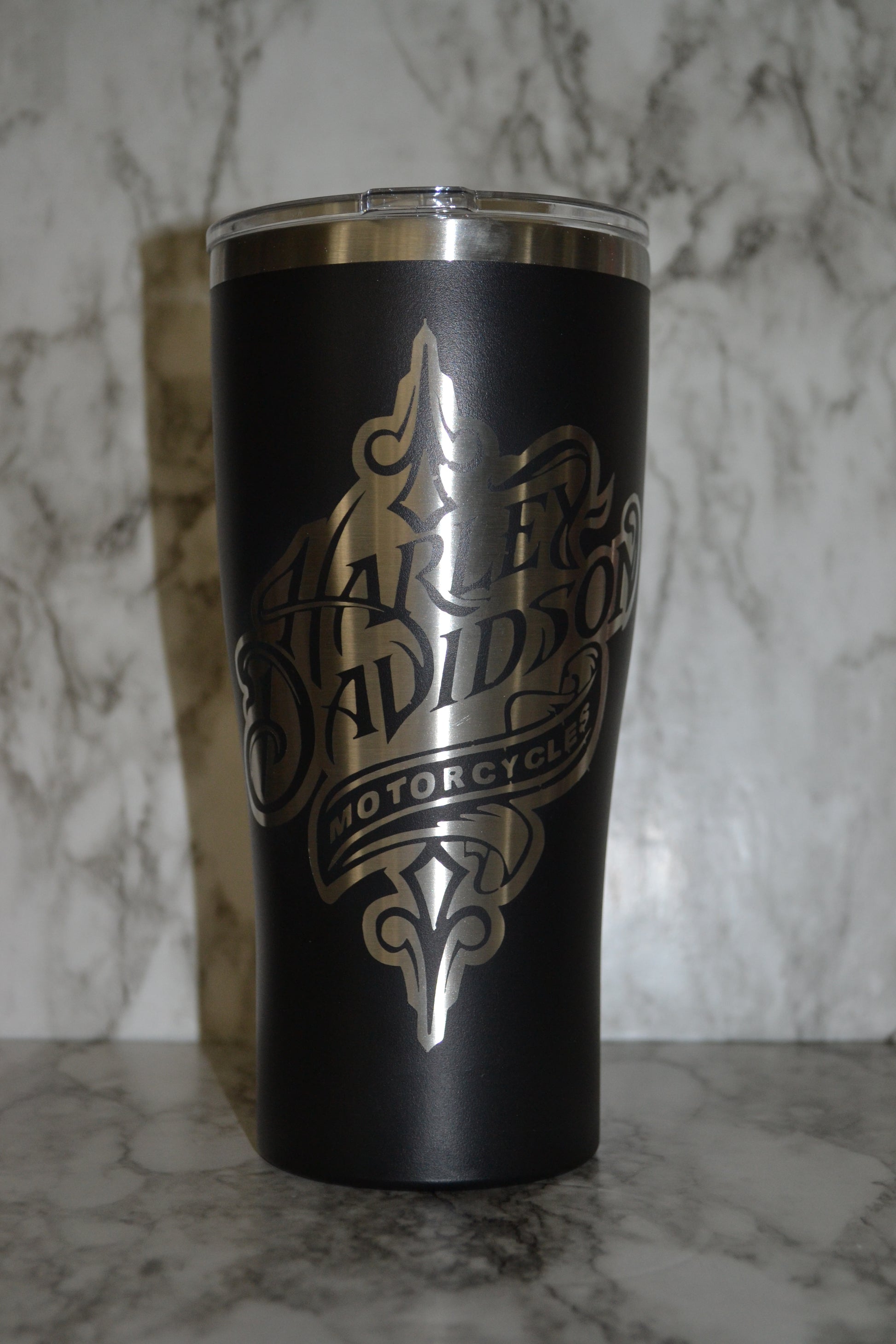 Harley-Davidson engraved tumbler, Motorcycle Tumbler, Biker water bottle image 1