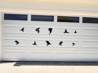 Halloween Flying Monkeys Garage Door Magnets: Flying Monkeys Beware Silhouette Set