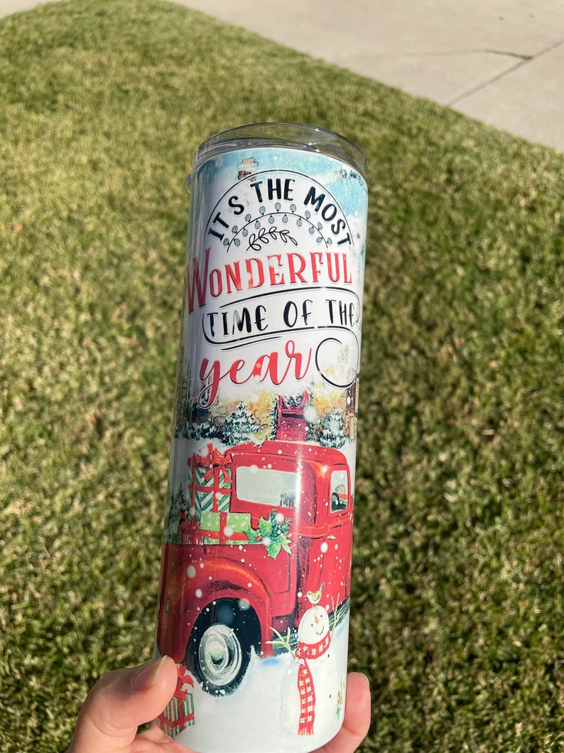 It's the most wonderful time of the year 20 oz tumbler | Vintage Truck Tumbler image 6