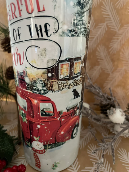 It's the most wonderful time of the year 20 oz tumbler | Vintage Truck Tumbler image 4