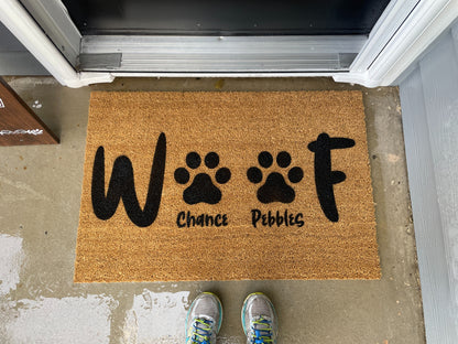 Personalized Woof Mat | Welcome Mat | Dog mom Door Mat image 2