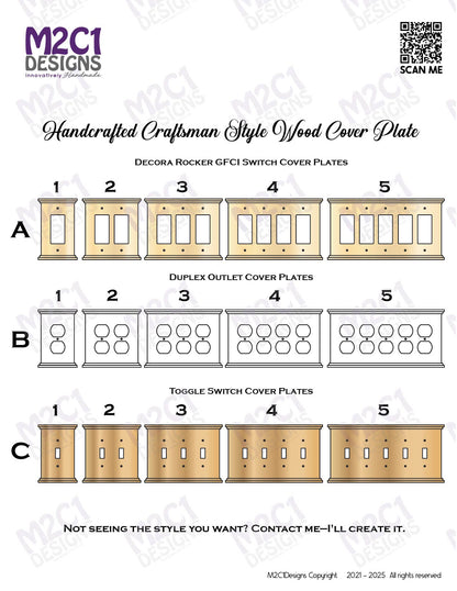 Handcrafted Craftsman Style Wood Cover Plate for Light Switches, Outlet Covers image 13