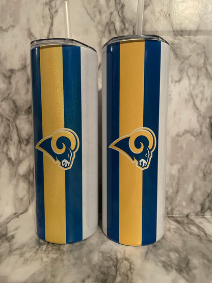 Los Angeles Rams Football 20/ 25 oz tumbler | Super Bowl Tumbler image 7