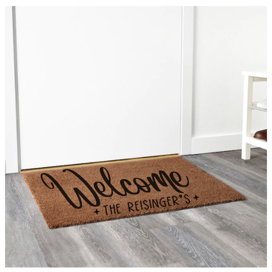 Personalized door mat- Welcome & Family name image 0