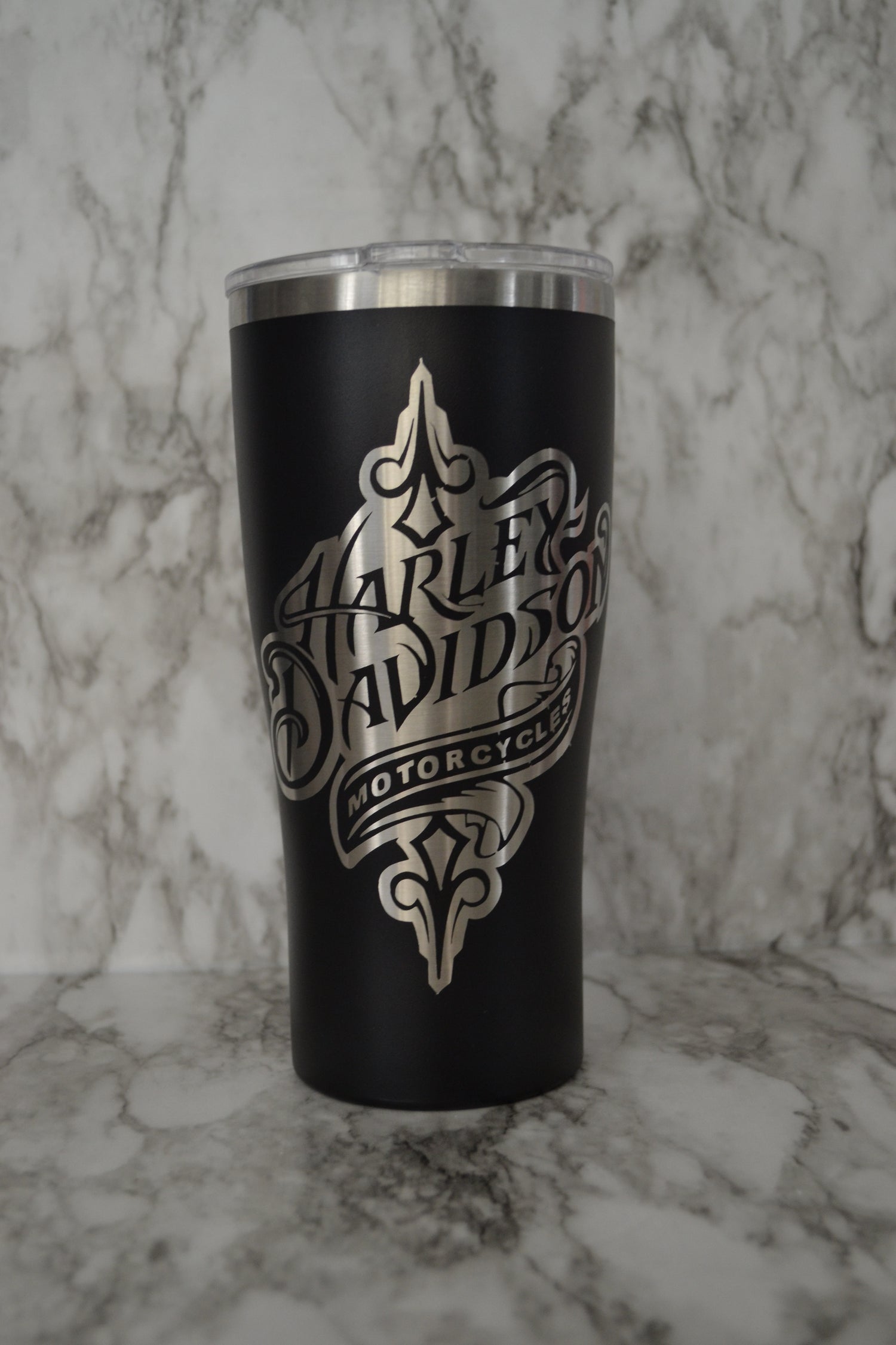 Harley-Davidson engraved tumbler, Motorcycle Tumbler, Biker water bottle image 0