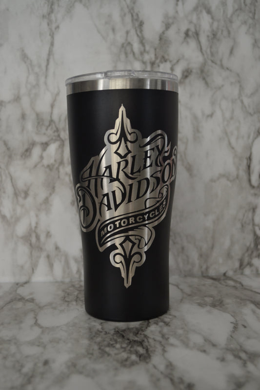 Harley-Davidson engraved tumbler, Motorcycle Tumbler, Biker water bottle image 0