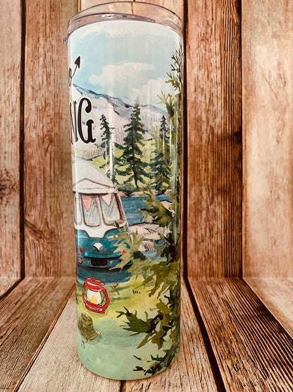Let's go Camping 20 oz tumbler | VW Camper Tumbler | Vintage Camping image 2