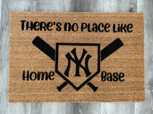 NY Yankees Door Mat | Yankees Welcome Mat | No place like home base doormat image 0